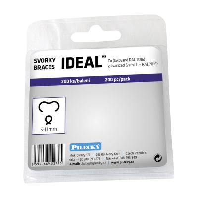 Svorka IDEAL poplastovaná (Zn+PVC), balení 200 ks - barva antracit