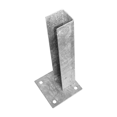 Bodenplatte ECCENTRIC, verzinkt, für Montage Rundpfosten Ø 76 für Tor auf Betonfundament