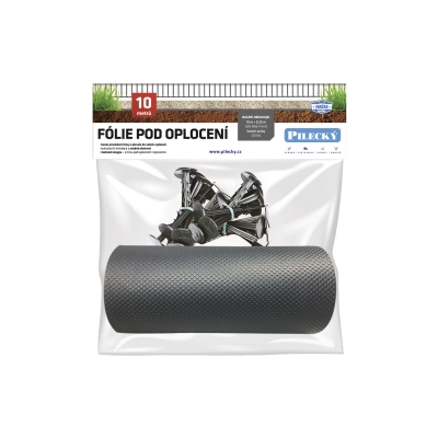 Fólie pod plot 25 cm/10m + 20ks plastových hřebů - SET